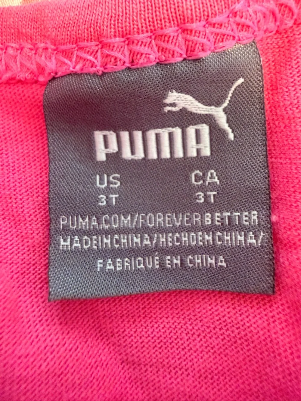 Puma Hot Pink Girls' Tee with Black Logo Tag - Picture 2 of 7